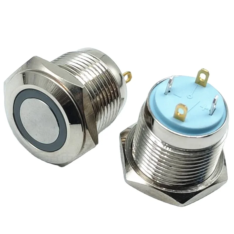 22mm Waterproof Push Button Ring Led Red Blue Green Momentary On Off Push Button Switch With Wire