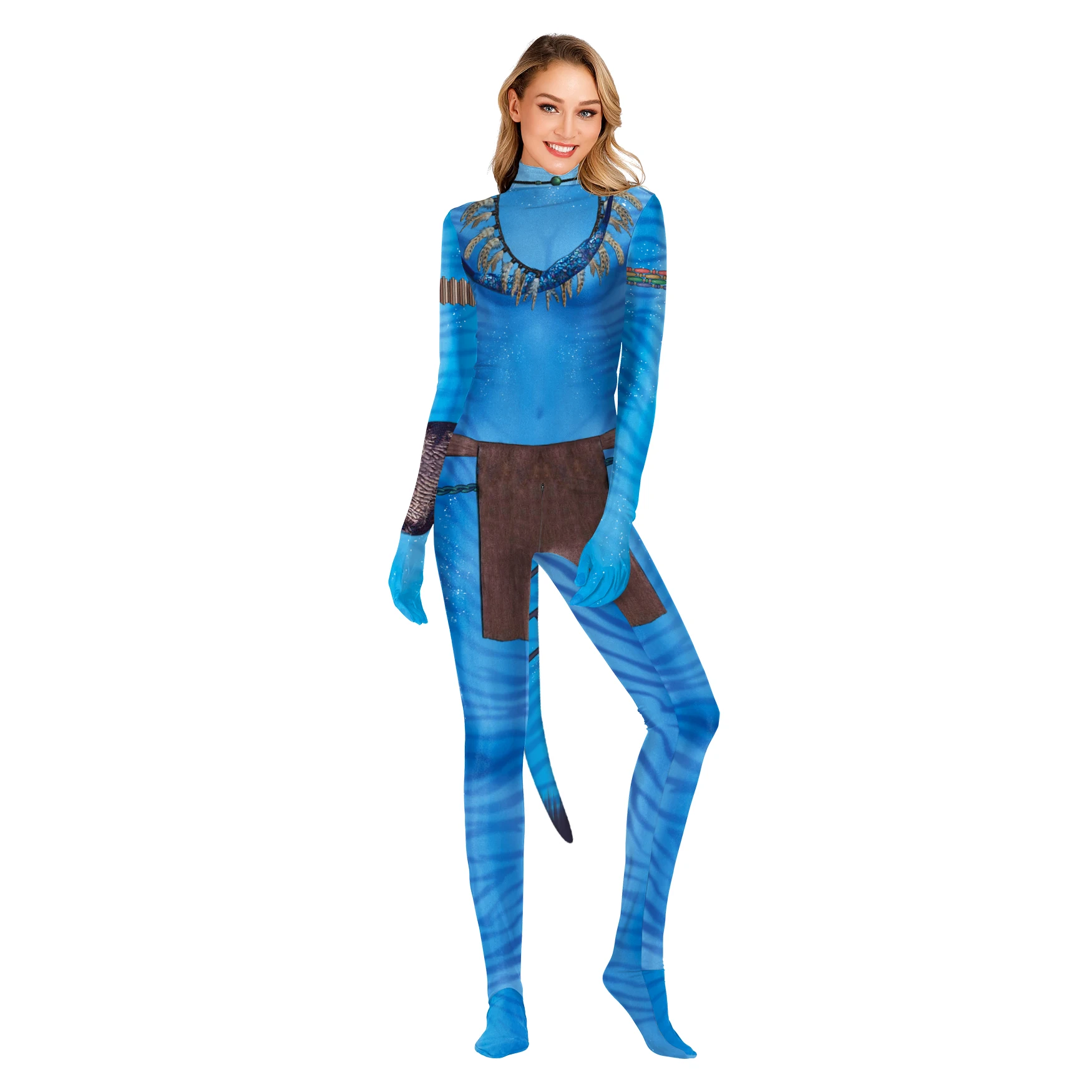 NADANBAO Custom 3D Printing Costume Blue Color Movie Character Cosplay Jumpsuit Bodysuit Halloween Costume For Party