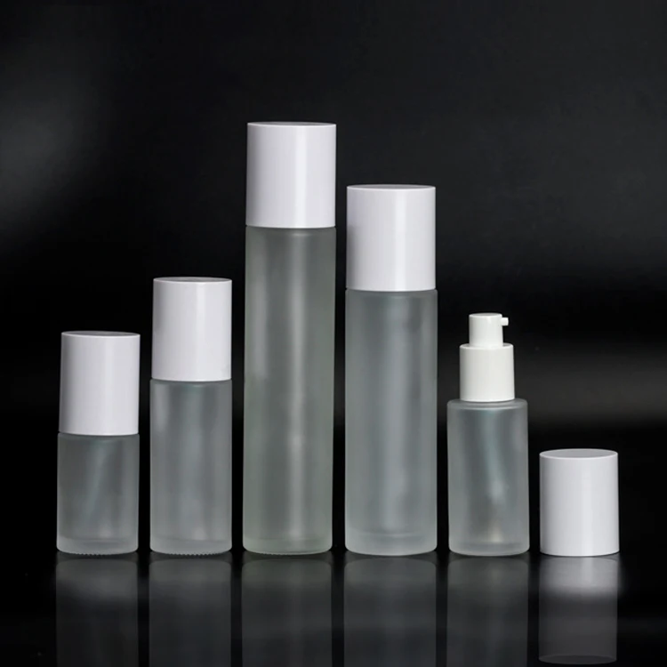 wholesale white cosmetic pump bottle glass serum pump bottle 2 oz  4 oz  10 ml  20 ml  30 ml  50 ml  60 ml  100 ml