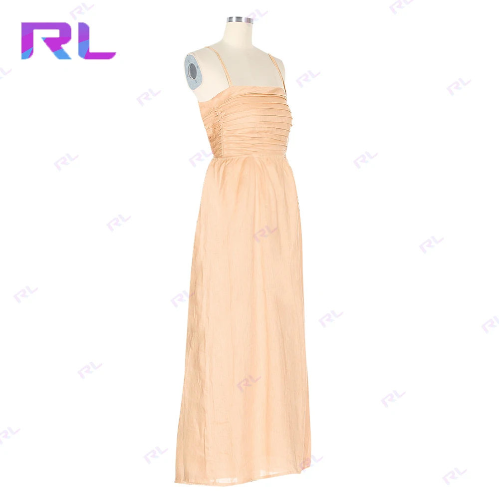 Girls Cotton Linen Maxi Long Dresses Ladies Linen Sleeveless Off Shoulder Tube Midi Linen Dress For Women