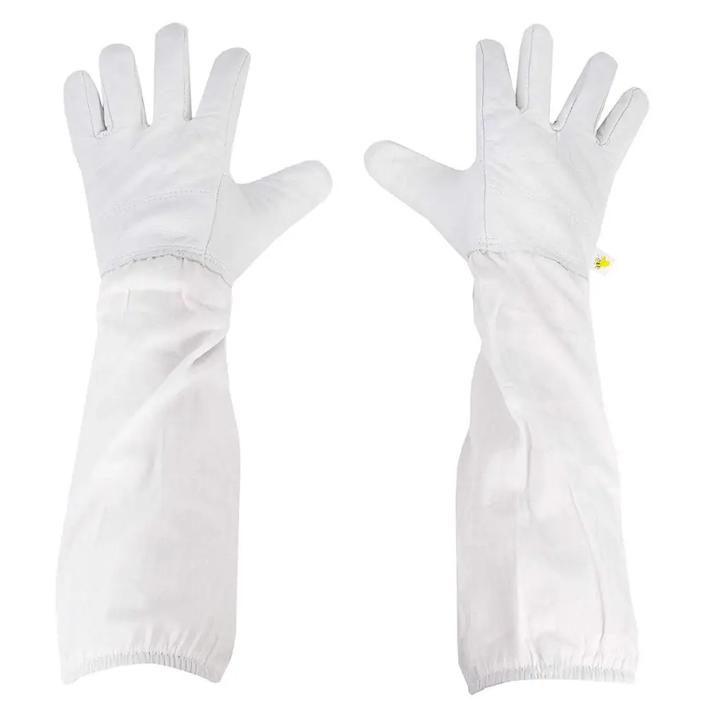 Protective Beekeeping Gloves / Beekeeping Gloves in Cowhide Leather Bee Keeping Breathable Safety Work 6 Months Gauntlet Canvas