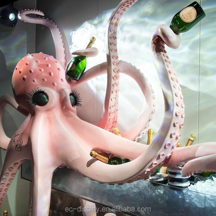 Забавная Стекловолоконная искусственная демонстрационная скульптура Осьминог абстрактная статуя животных