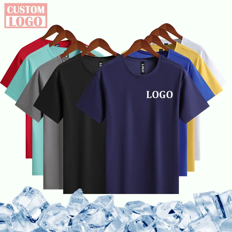 Custom Corporate T Shirt Spandex Mesh Ice Silk Fabrict Cool Feeling Quick Dry T Shirt