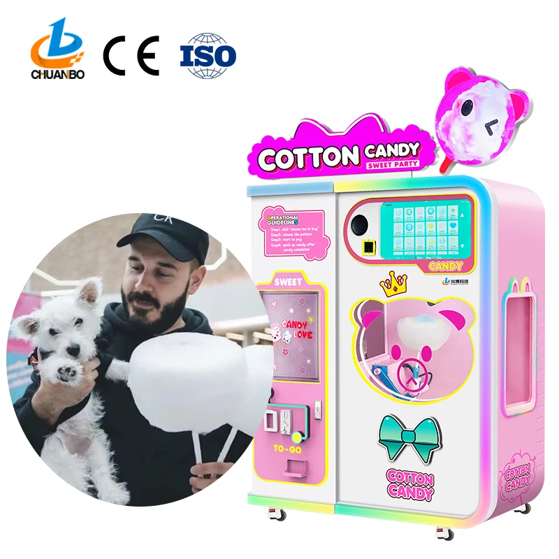 ISO9001 CE high quality Approval Candy Floss Flower Vending Automatic Cotton Candy Machine fairy floss vending machine