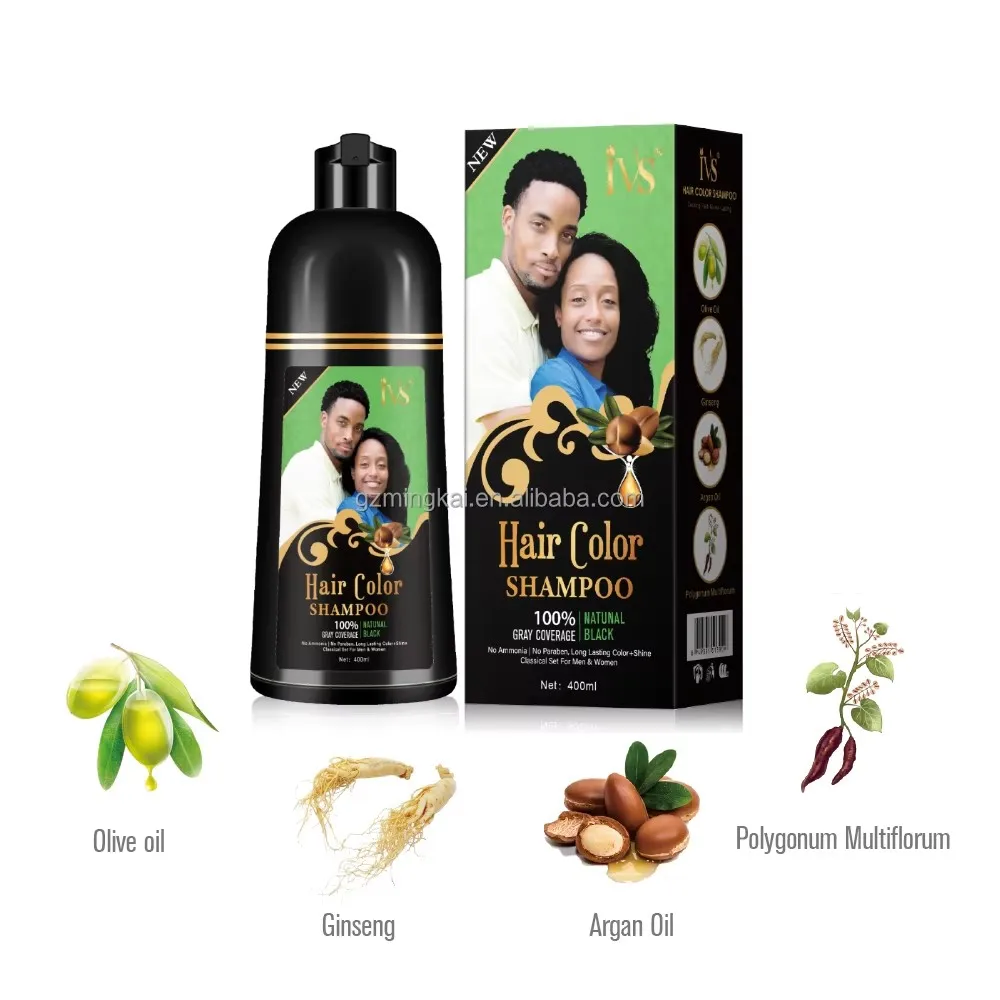 OEM Wholesale Factory Bubble Plant Hair Dye Shampoo Teinture Black Pour Les Cheveux IVS Champoing De Teinture Pour Cheveux