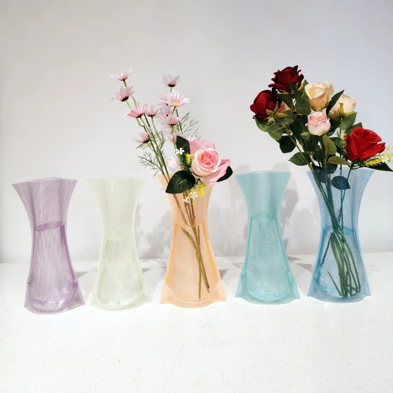 factory direct sale Foldable decorative plastic flower vase for home decor