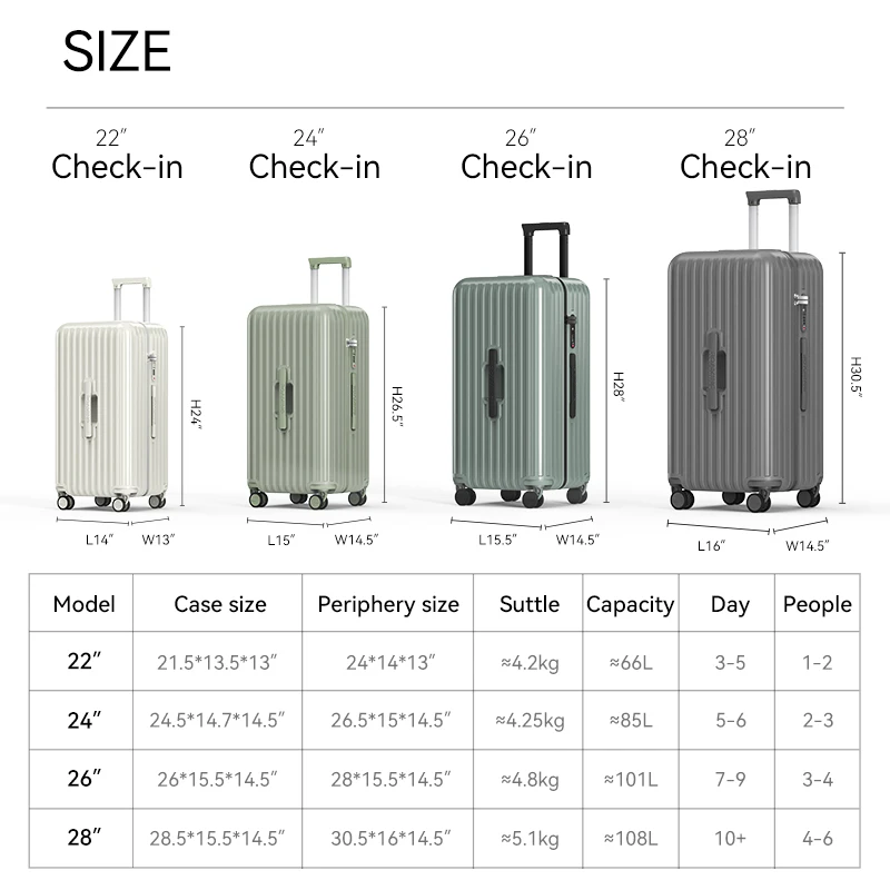 ROAMING Wholesale Voluminous Suitcases PC Zipper Large Luggage Checked in Travel Trolley Cases with Peach Skin Velvet Cup Holder