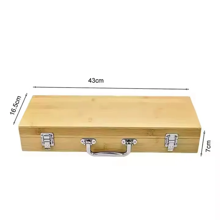 Christmas Gift Spatula Camping 3 Pcs Knife Kit Barbecue Grill Utensils Stainless Steel Bbq Tool Set With Bamboo Box