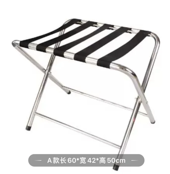 Hotel Supplies Black Powder Coating Heavy-Duty Tubular Steel Frame Metal Folding Luggage Rack Without Backrest For Hotels