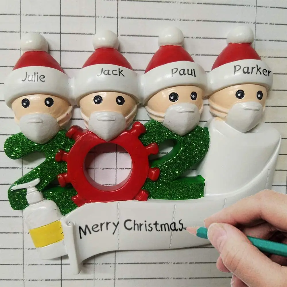 
Christmas Ornaments 2020 Handmade Personalized Quarantine Survivor Family of 4 Christmas Ornament Decorations Gifts 