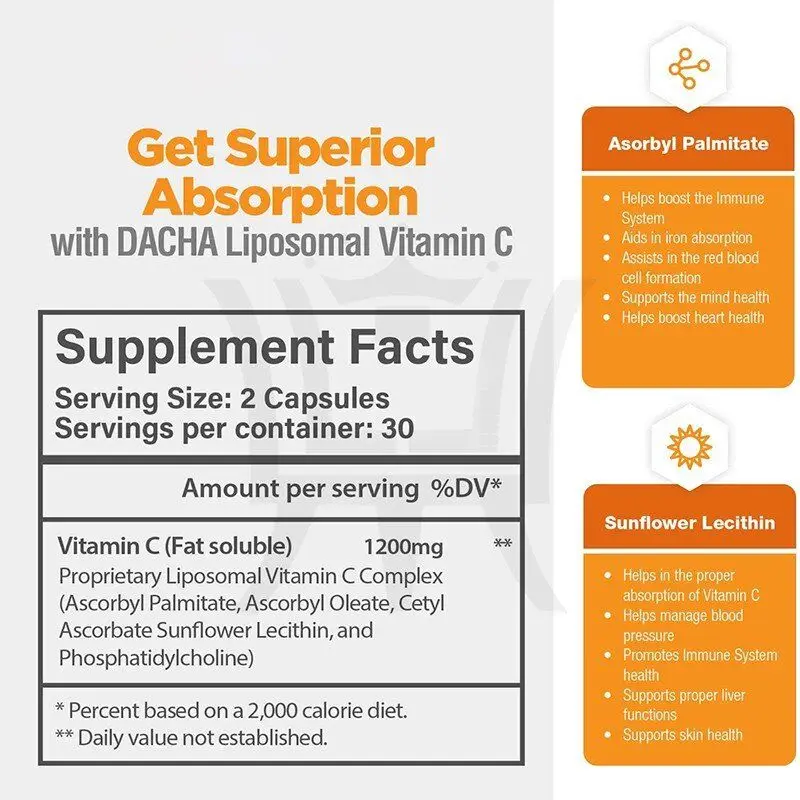 Liposomal Vitamin C Capsules High Absorption VIT C Immune System Support Ascorbic Acid Supplement customized OEM