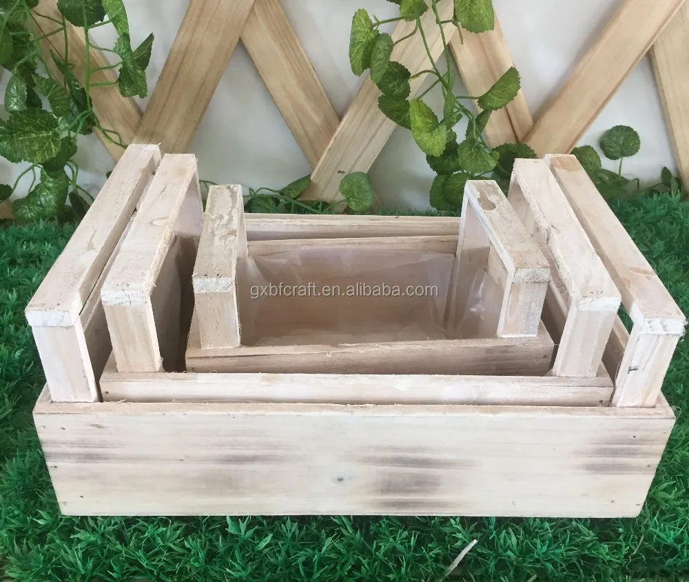 Hot sale Wood Garden Succulent Pots Rectangle Trough Box Flower Herb Planter Plant Groove Bed Wooden Flower Pot Garden Supplies