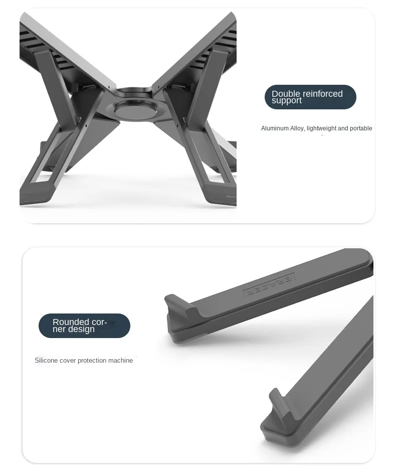 Cooling Stand Mechanical Style Metal Laptop and Tablet Stand Foldable Made of Aluminium and Aluminum Alloy