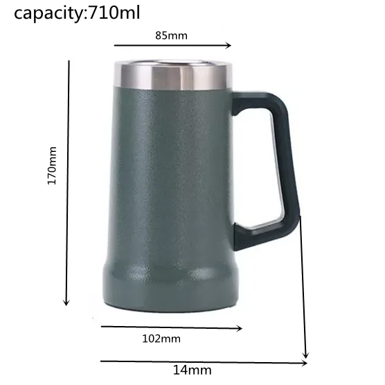 Adventure Big Hand Grip Beer tumbler  cup Stainless Steel Double Wall Tankard Beer Mug with Handle