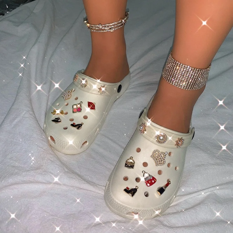 
Garden Shoes Slip On Sandals Thick Sole EVA Slippers Candy Color Clogs Crossbody Jelly Bag Set Hair Clasp 3 PCS Slides Slippers 