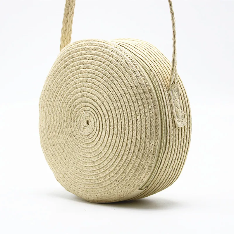Children outdoor paper braid cross body bag round sand-proof beach bag customization straw bags