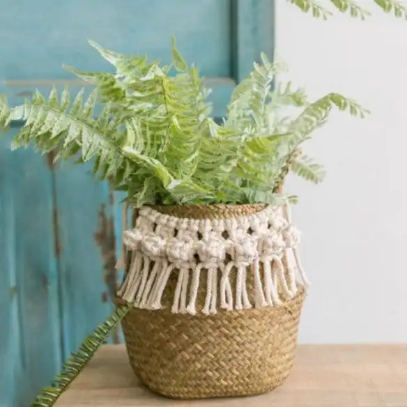 rattan vase flower pot holder plant storage wicker canasta para flores jute flower pot covers natural rattan Flower Pots Cover