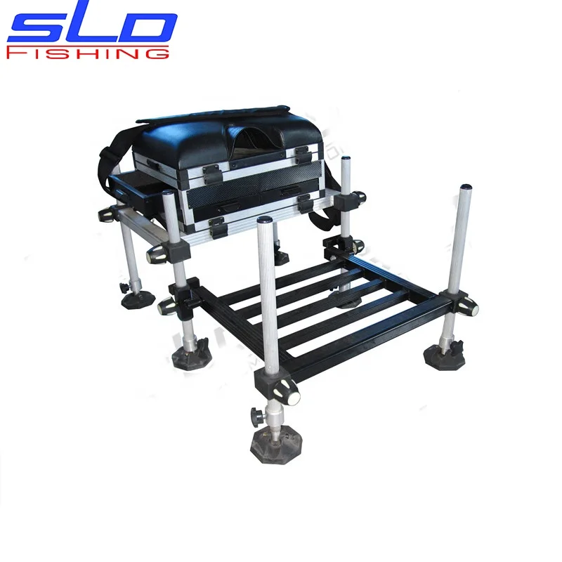 aluminum fishing tool Seat Box with 3pcs drawers with footplate  for carp fishing  tool storages