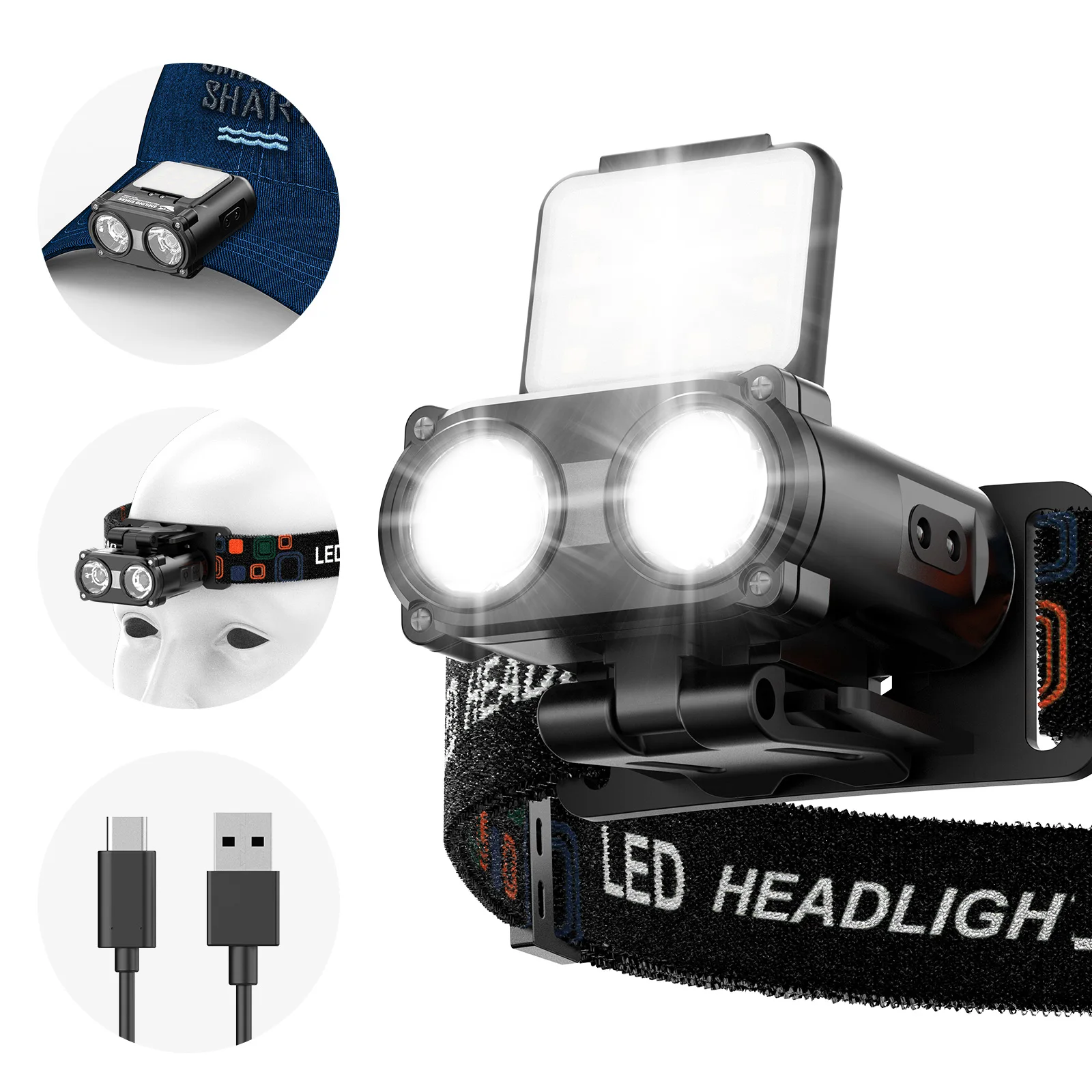 Head flashlight Charge Custom full-view induction LED night fishing outdoor camping headlight motion sensor headlight