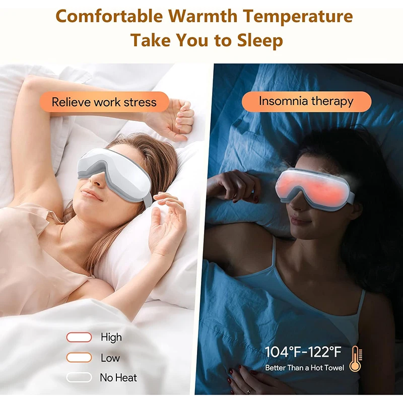 Electric Massage Eye Mask with Heat Bluetooth Music for Migraines Improve Sleep Eye Massager