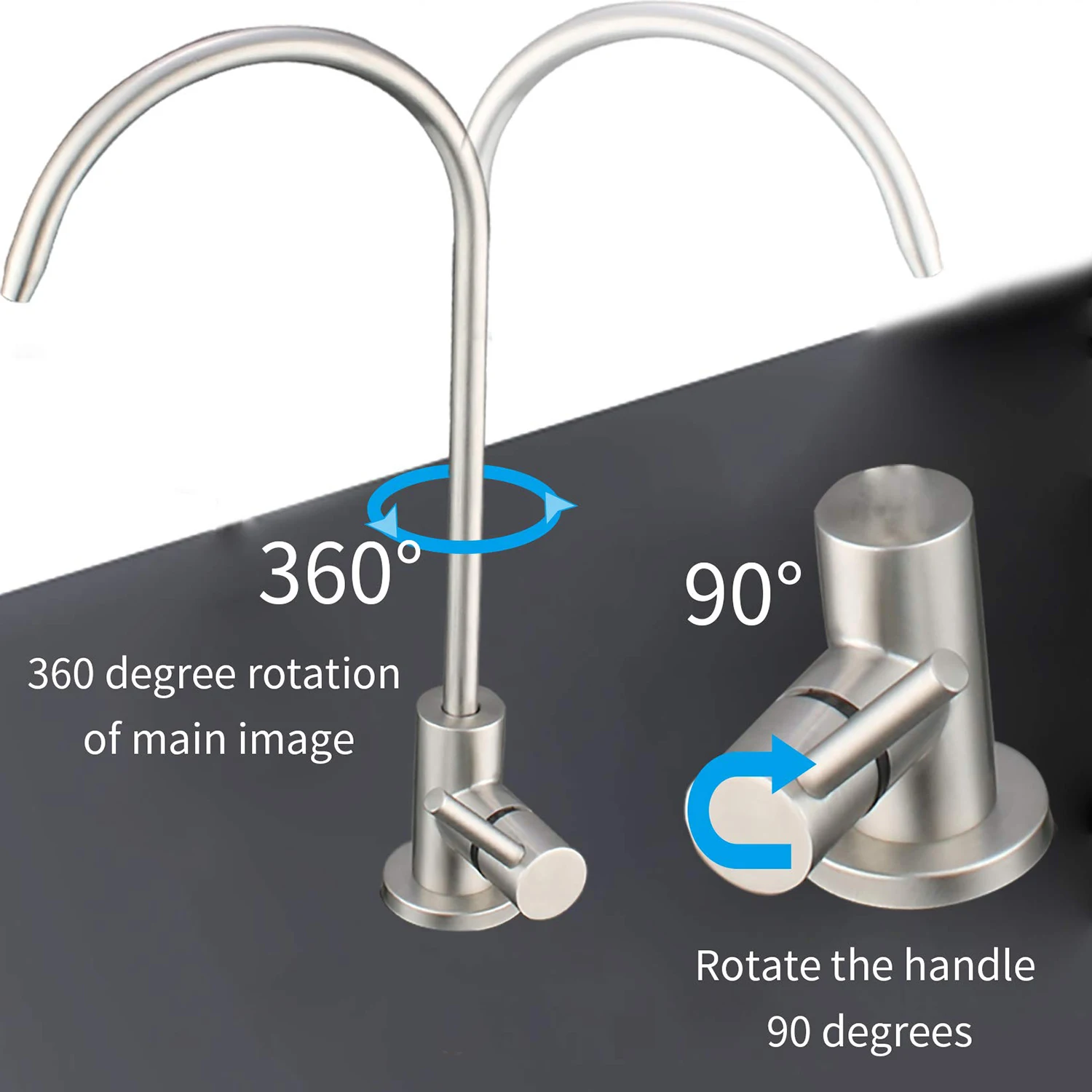 Water Filter Faucet 100% Lead-Free Drinking Water Faucet Lengthened Threaded Rod Fits Most Kitchen Countertop