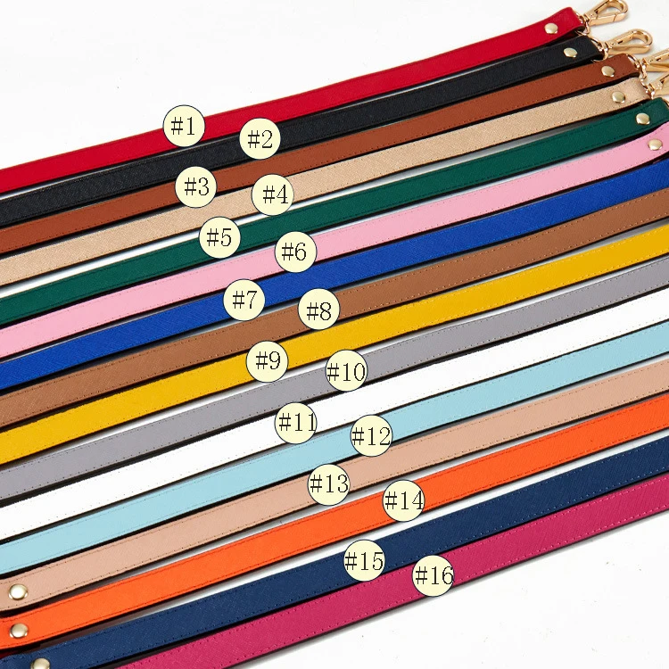 Wholesale multiple colors 60cm length short bag straps real leather handbag handle strap