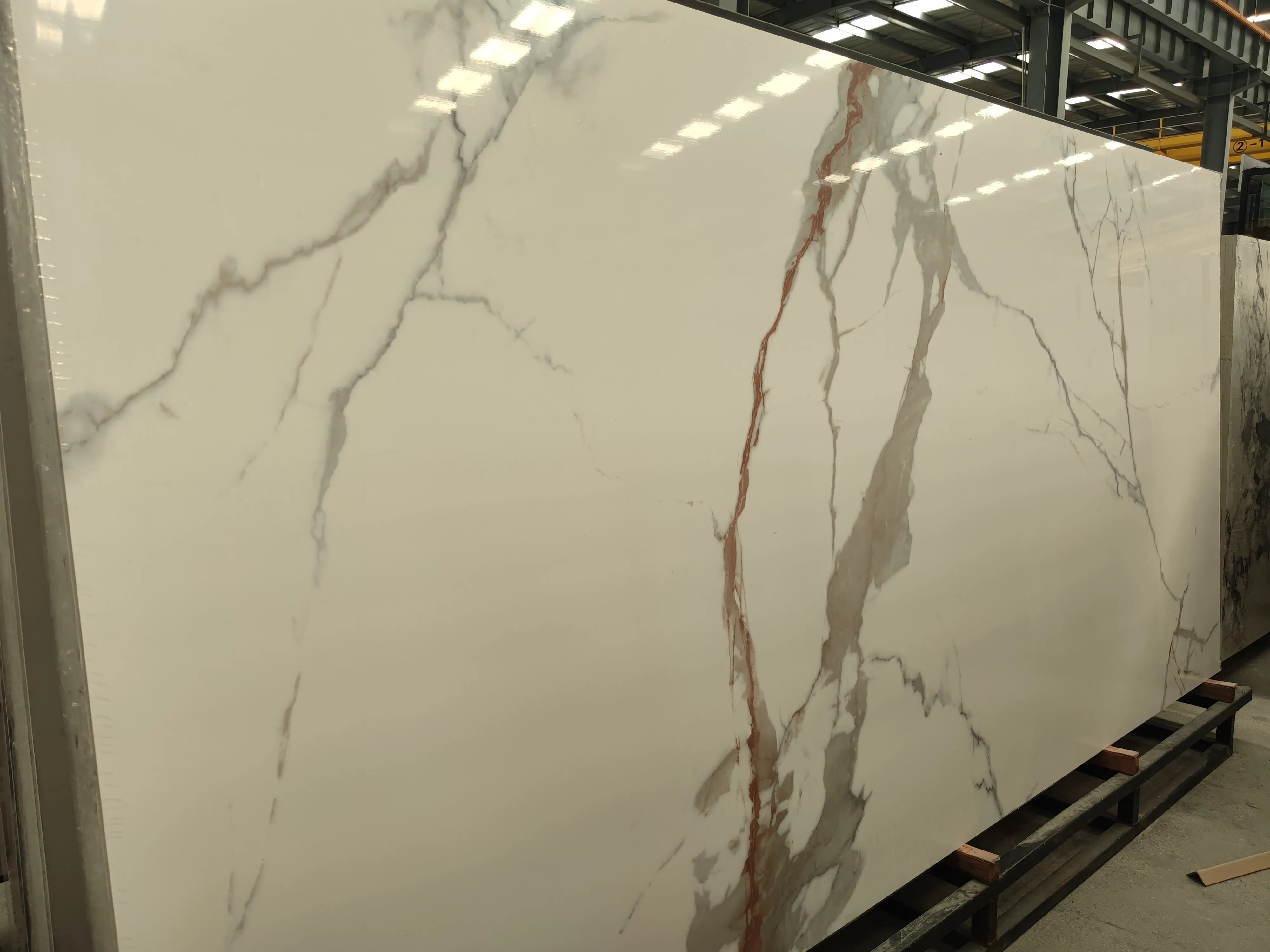 Wholesale Polished 2400 x 1200 x 9 mm Sintered Calcutta Gold Stone Slabs For Indoor Wall
