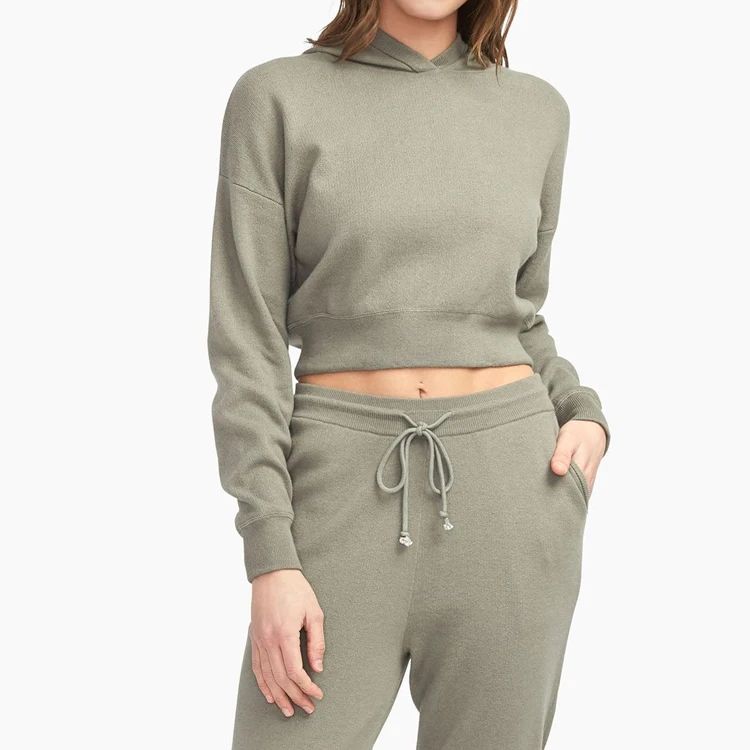 Однотонный женский пуловер для тренировок, лучшее качество, пуловер для спортзала, укороченная толстовка с капюшоном, Свитшот