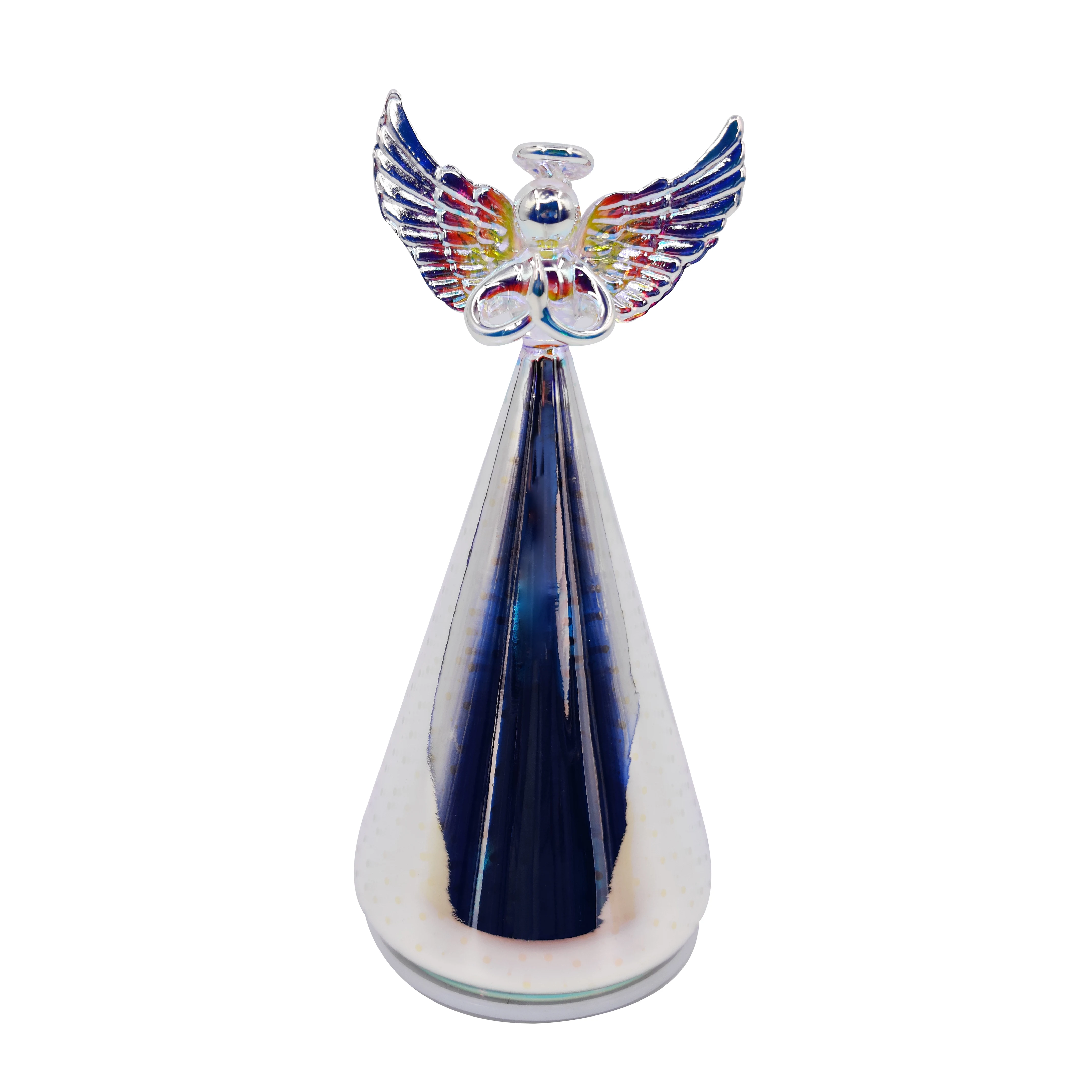 Wholesale battery powered led light Christmas glass angel decorations for home