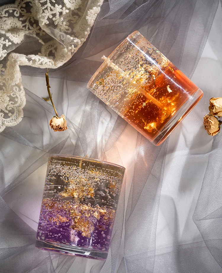 Home Decoration Clear Transparent Gel Wax Candles Glass Cup Aromatherapy Scented Candles_candels