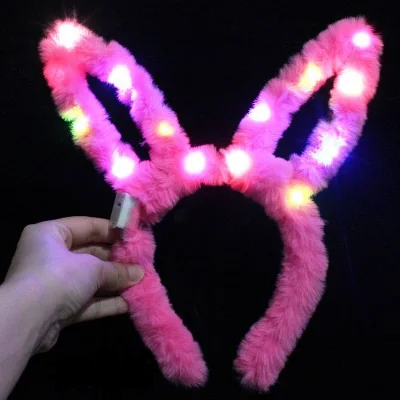 Easter Party Hot Pink White Long Ears Latex Bunny Ears Plush Decoration Headband
