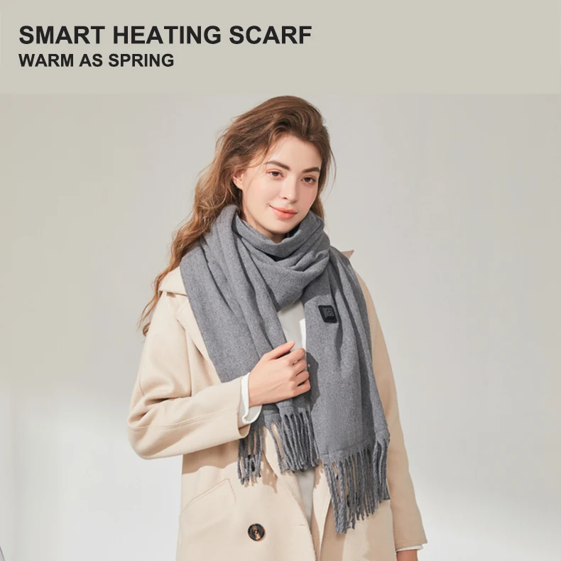 Winter Heated Scarf For Unisex Intelligent 3 Speed Temperature Control Heating Scarf Practical Lightweight USB Keep Warm Scarves