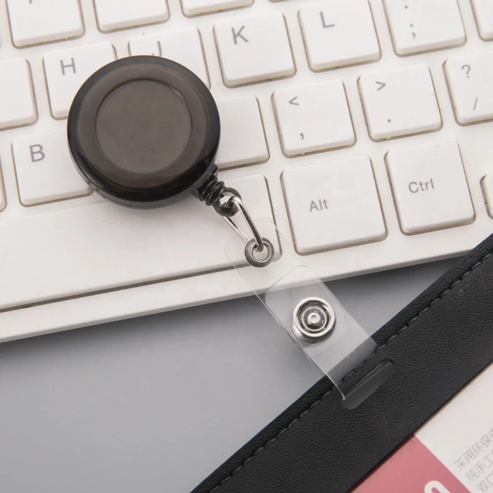 
Welcome OEM for medical and office retractable transparent plastic badge reel 