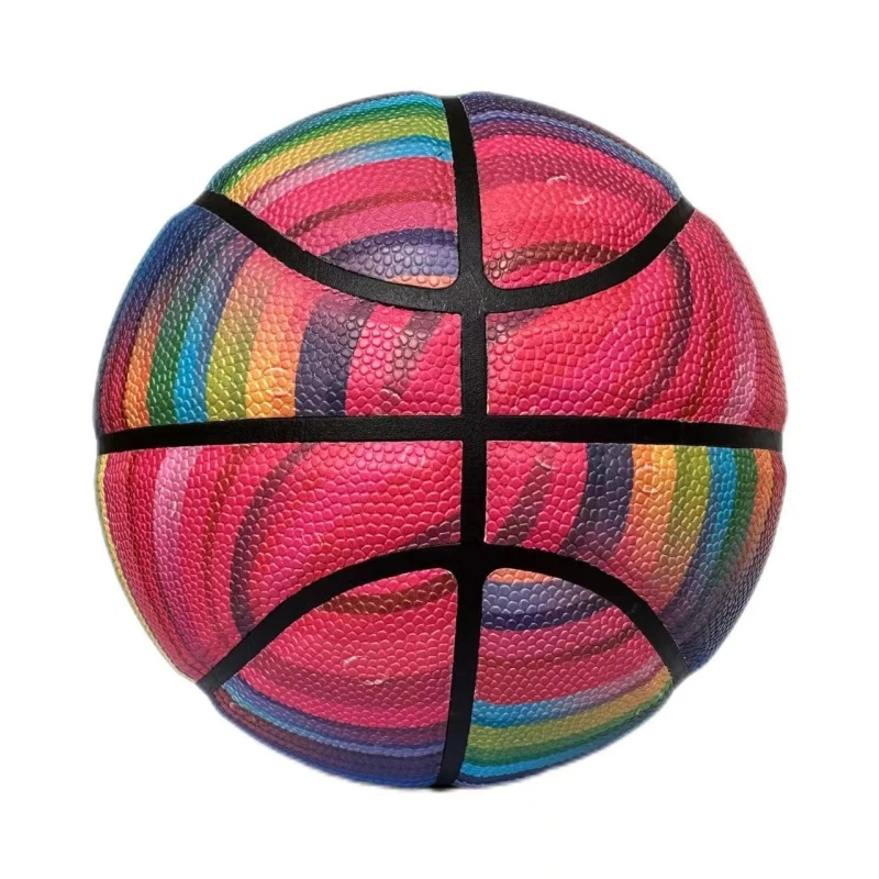 Official Size 5 6 7 Rainbow Rubber Basket ball School Outdoor Training Kids Basketball Balls in bulk