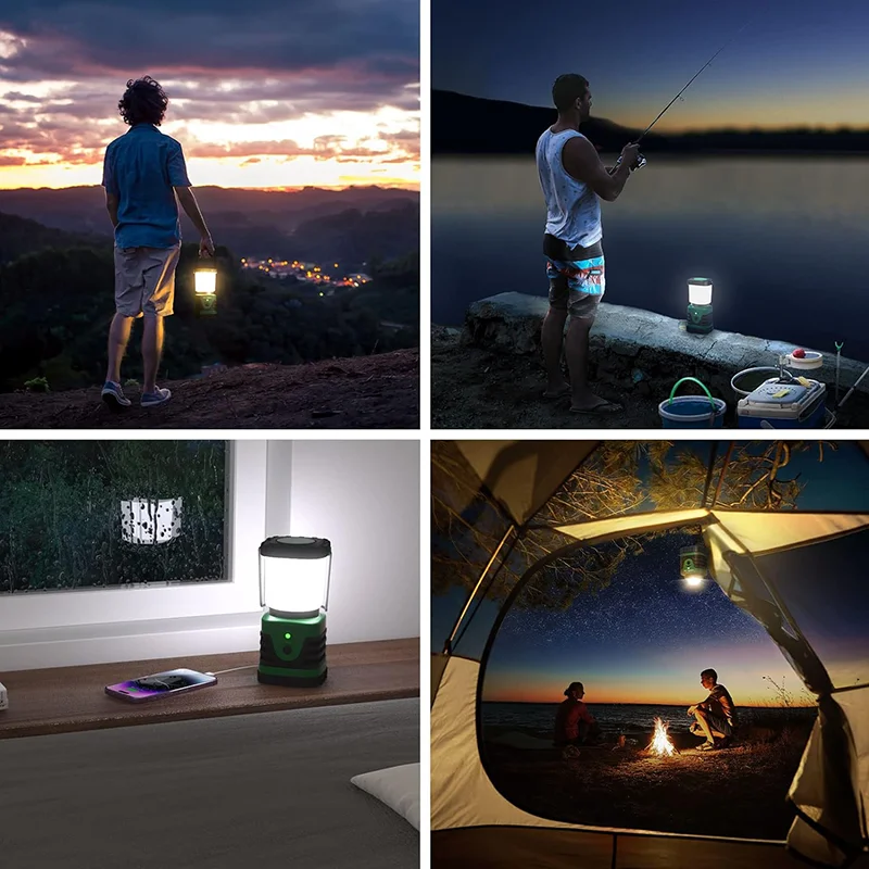 Portable Rechargeable Camping Lantern 4 Light Modes Waterproof  Emergency Lights High Visibility Essential Camping