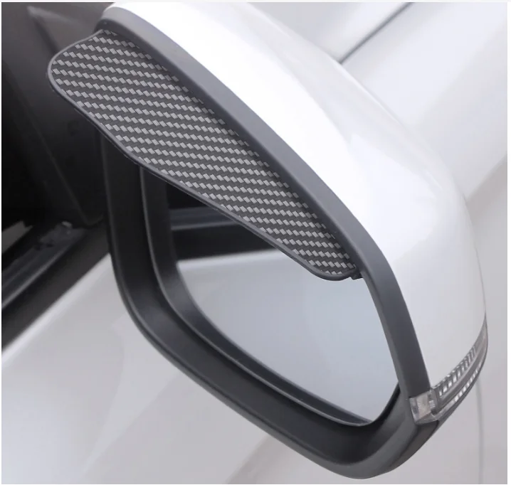 Fiber texture car rearview mirror rain brow  cover reverse mirror rain shield aluminum alloy rain shield auto parts
