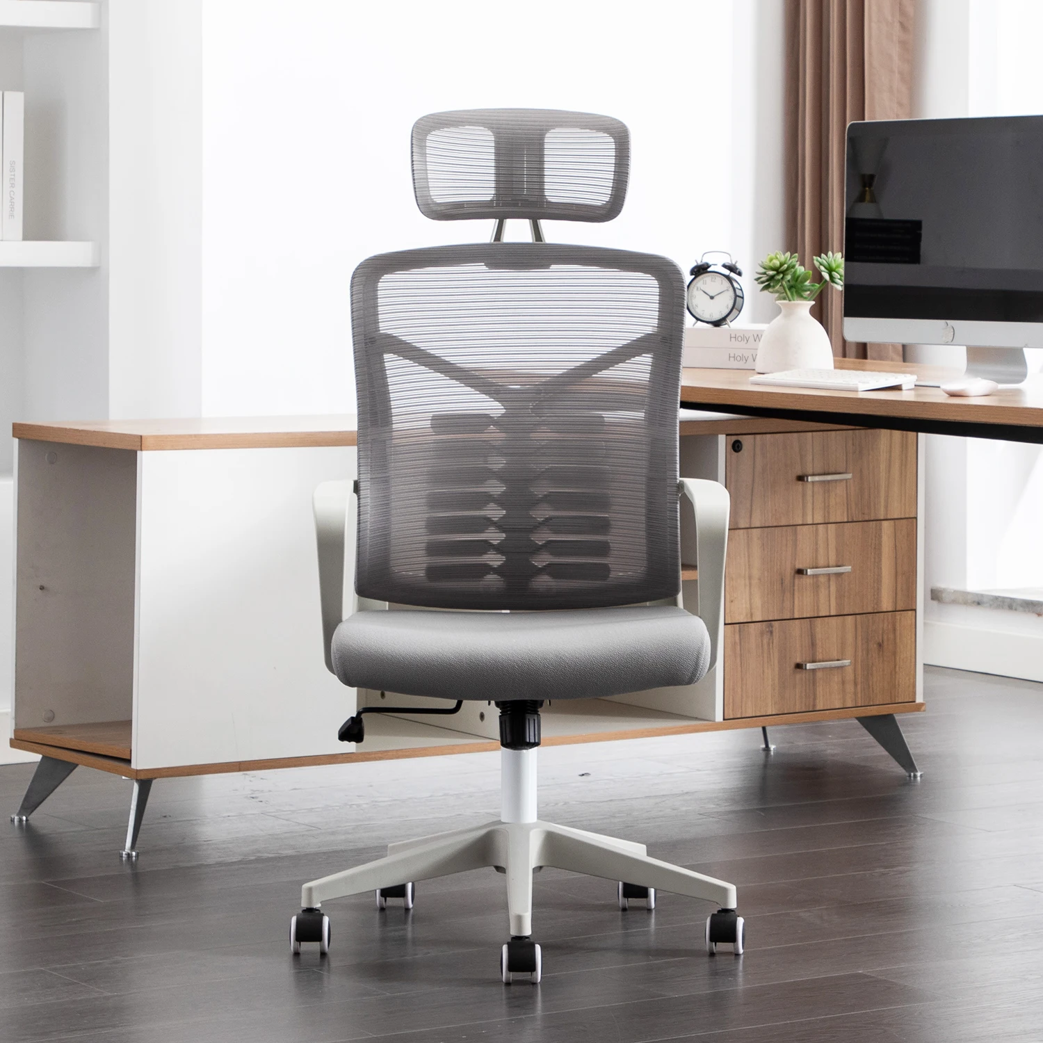 High Quality Ergonomic Office Chair with Swivel Mesh Adjustable Headrest Modern Design for Staff Lift