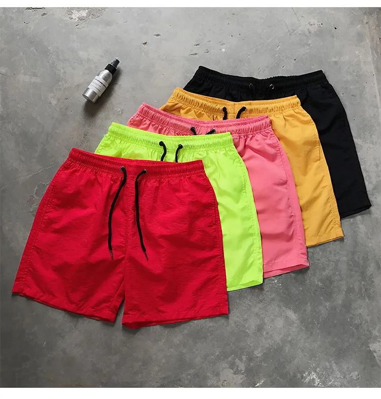 Men Beach Shorts Casual Half Shorts Fashion Solid Color Loose Waterproof Surfing Men Swim Shorts
