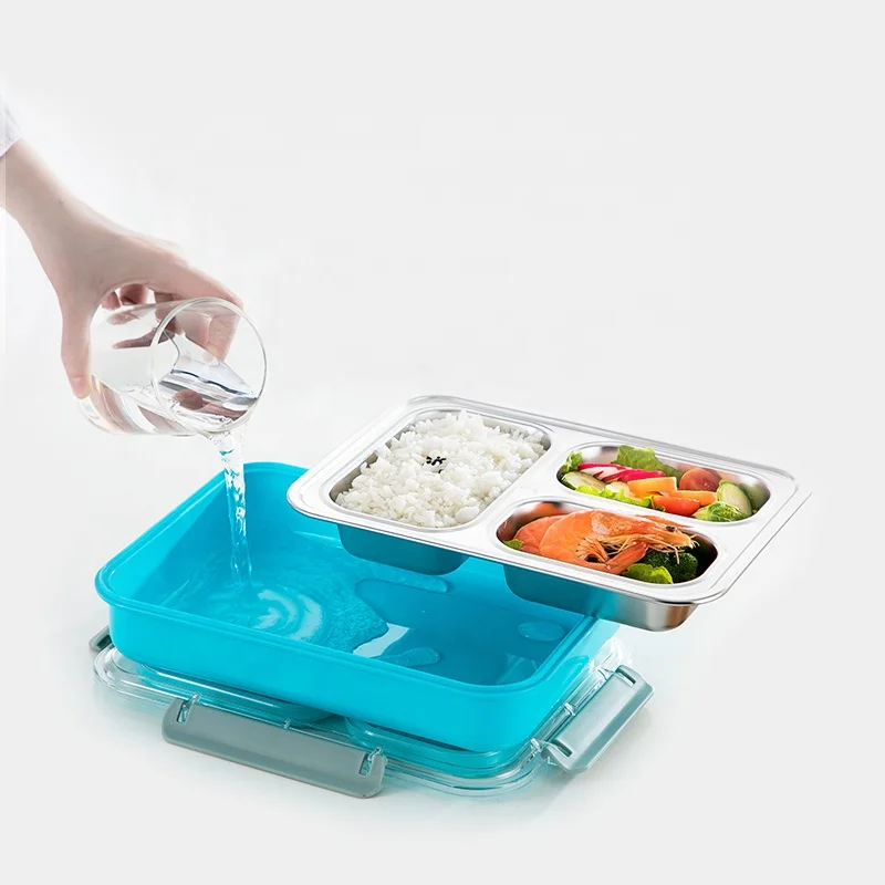  Герметичная двойная Изолированная Нержавеющая Сталь bento 3/4 с отсеком и пластиковой скрытой