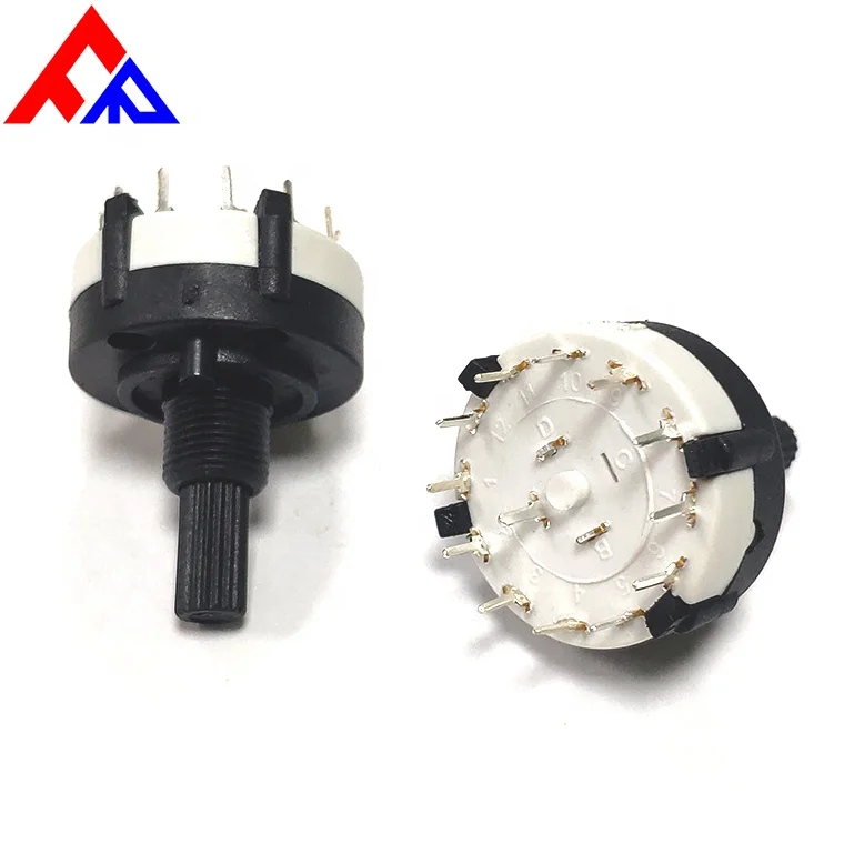 Professional manufacturer direct sales plastic insulated shaft 1/2/3/4/5/6/7/8/9/10/11/12 position rotary switch 26mm