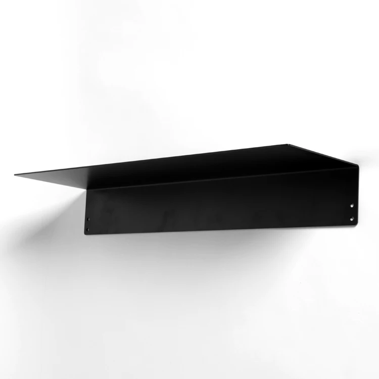 Welcomed wide shaped black metal wall shelf