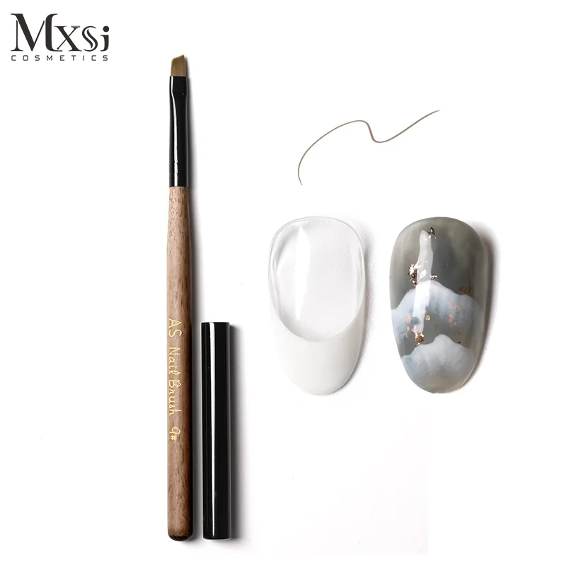 AS 9 PCS Wooden UV Gel Nail Art Design Set Dotting Liner Painting Drawing Polish Brush Pen Tools 3D Tips DIY Nail Gel Brush Set