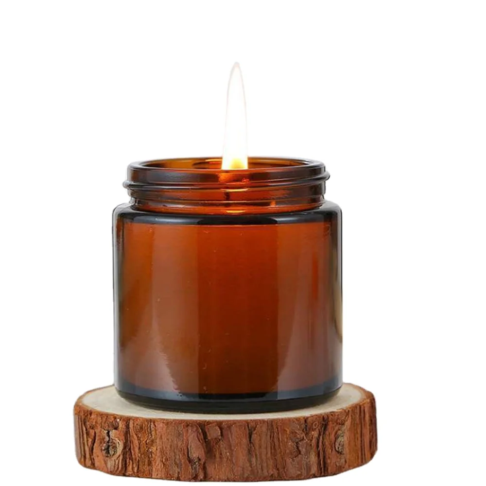 Hot sale Hexagon vessels 100 ml 120 ml 200 ml 250 ml 8 oz leopard large empty heat resistant hand blown green glass candle jar