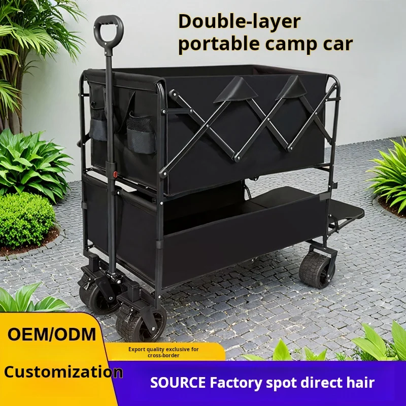 Customizable OEM Swivel Wheel Electric Folding Wagon 200kg Load Capacity Steel Platform Outdoor Camping Easy Maneuvering Market