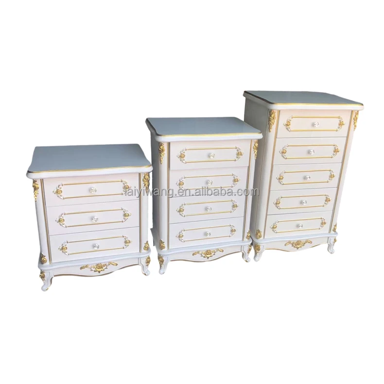 Chinese factory modern bedroom furniture tallboy European wooden 5 drawer cabinet luxury chest of drawers cabinet