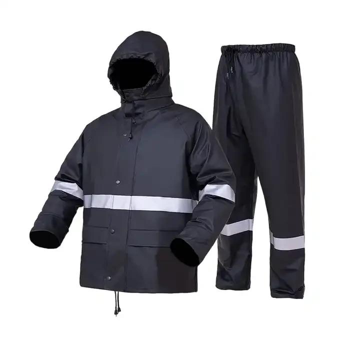 High Quality PVC Coating Polyester Rainsuits Waterproof Rain Coat Safety Reflective Jackets Motorcycle Raincoat