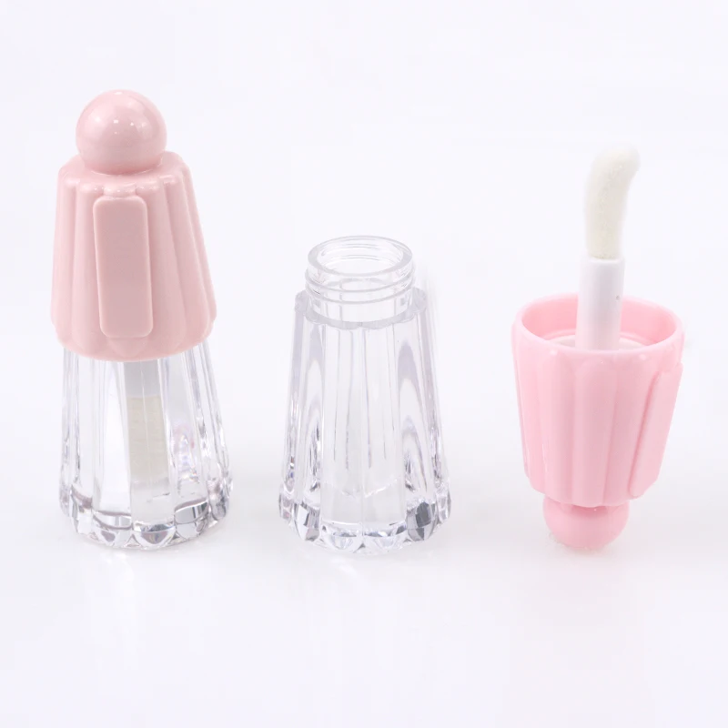 Novelty cute custom lip gloss tube with big brush 5ml lovely pudding shaped empty lip gloss tubes container