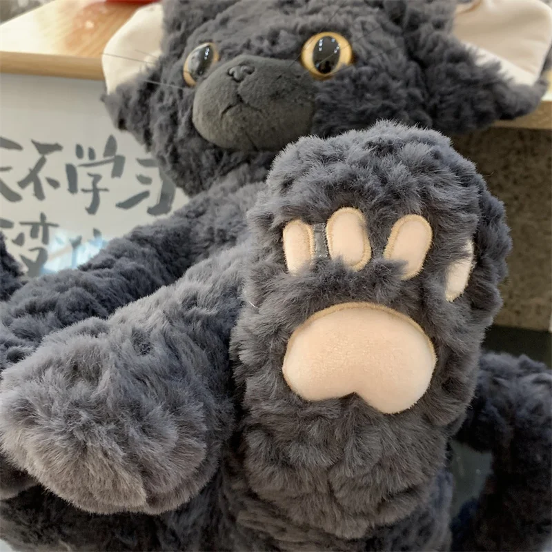 Lifelike Devon Rex Cat Plush Toy Khaki German Curly Black White Cat Doll Big Eyes Child Birthday Gift Child Companionship