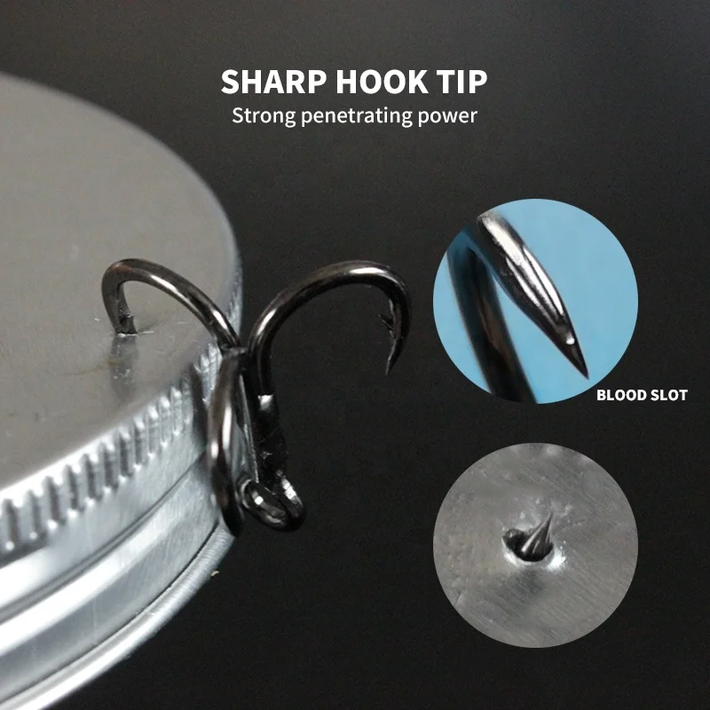 high quality treble hook 6x strong barb 2# 4#  6#  8# three pin anchor needle hook sharpened stinger