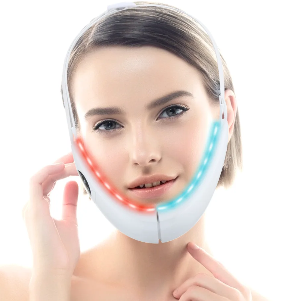 LED Face Lift Device Thin Chin Slimming Tape EMS Beauty V Shape Microcurrent Face Lifting Machine Belt Facial Massager